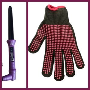 INF Professional Curling Wand / Iron Purple 1” with Heat Resistant Glove